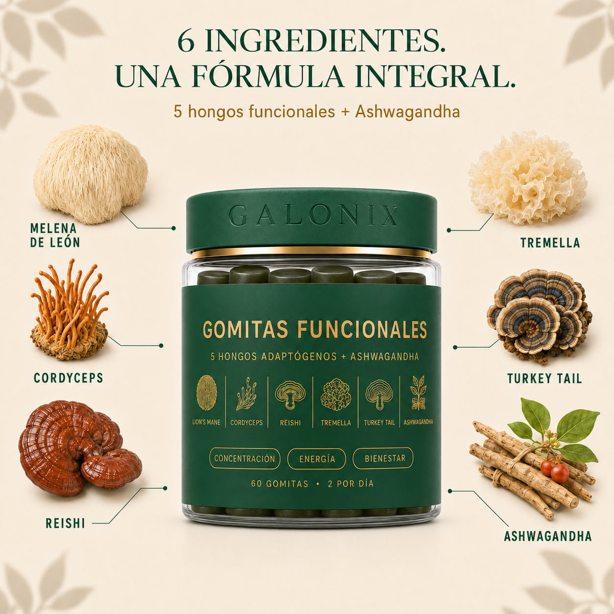 Gomitas con adaptógenos naturales